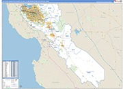 San Jose-Sunnyvale-Santa Clara Metro Area Wall Map Basic Style